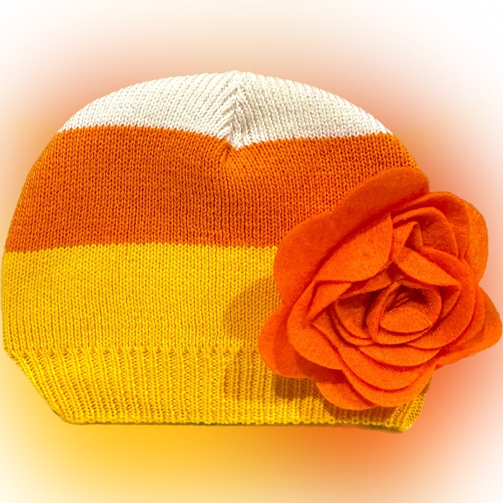 SO DORABLE 6-12mo KNIT CANDY CORN HAT INFANT BABY HALLOWEEN COSTUME BEANIE SOCK